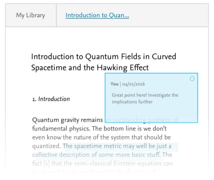 Give Notes to Articles in Mendeley