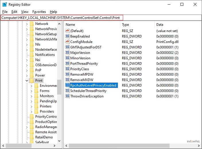 RpcAuthnLevelPrivacyEnabled in Registry Editor